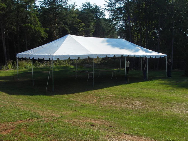 20 foot by 40 foot white tent.